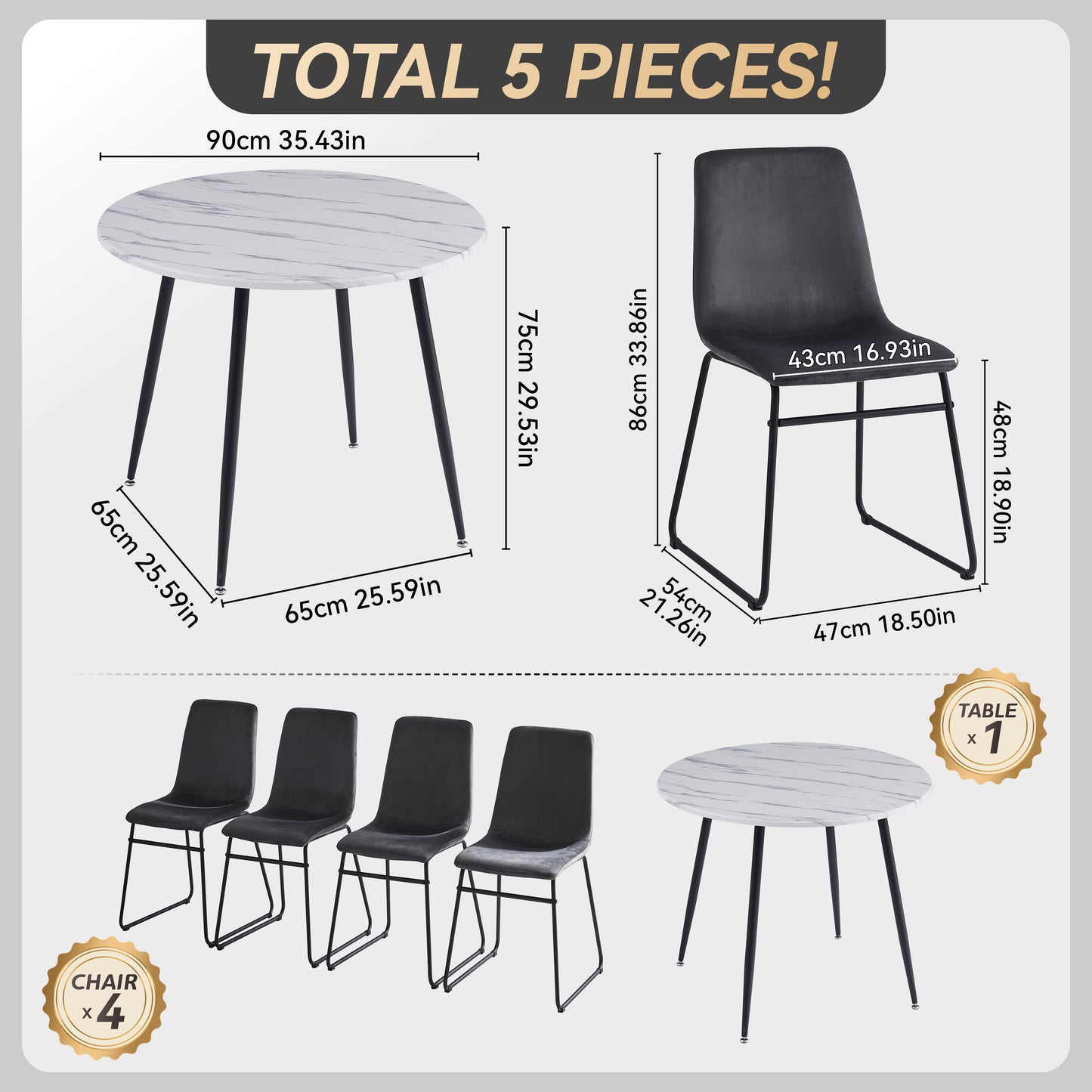 Aurella 5 - Round Dining Set