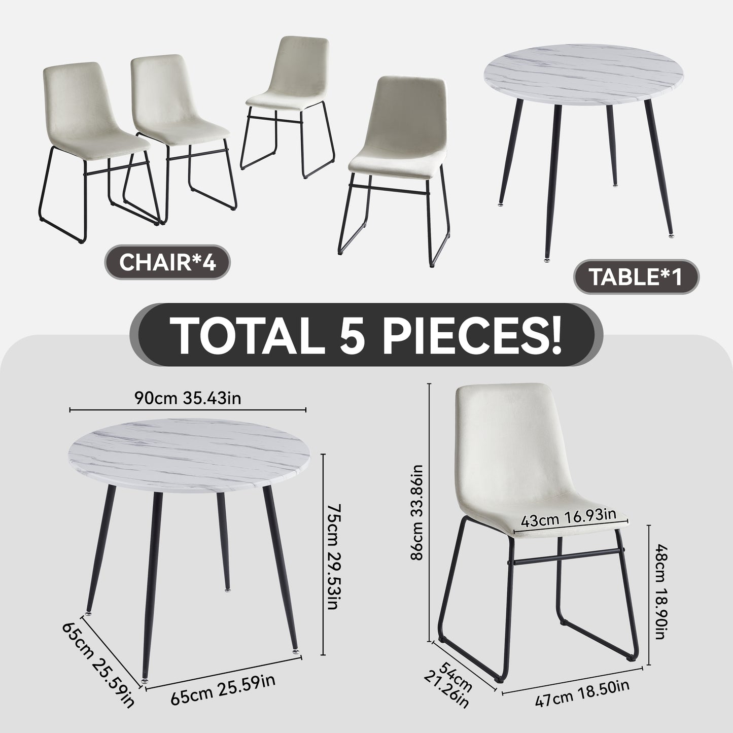 Aurella 5 - Round Dining Set