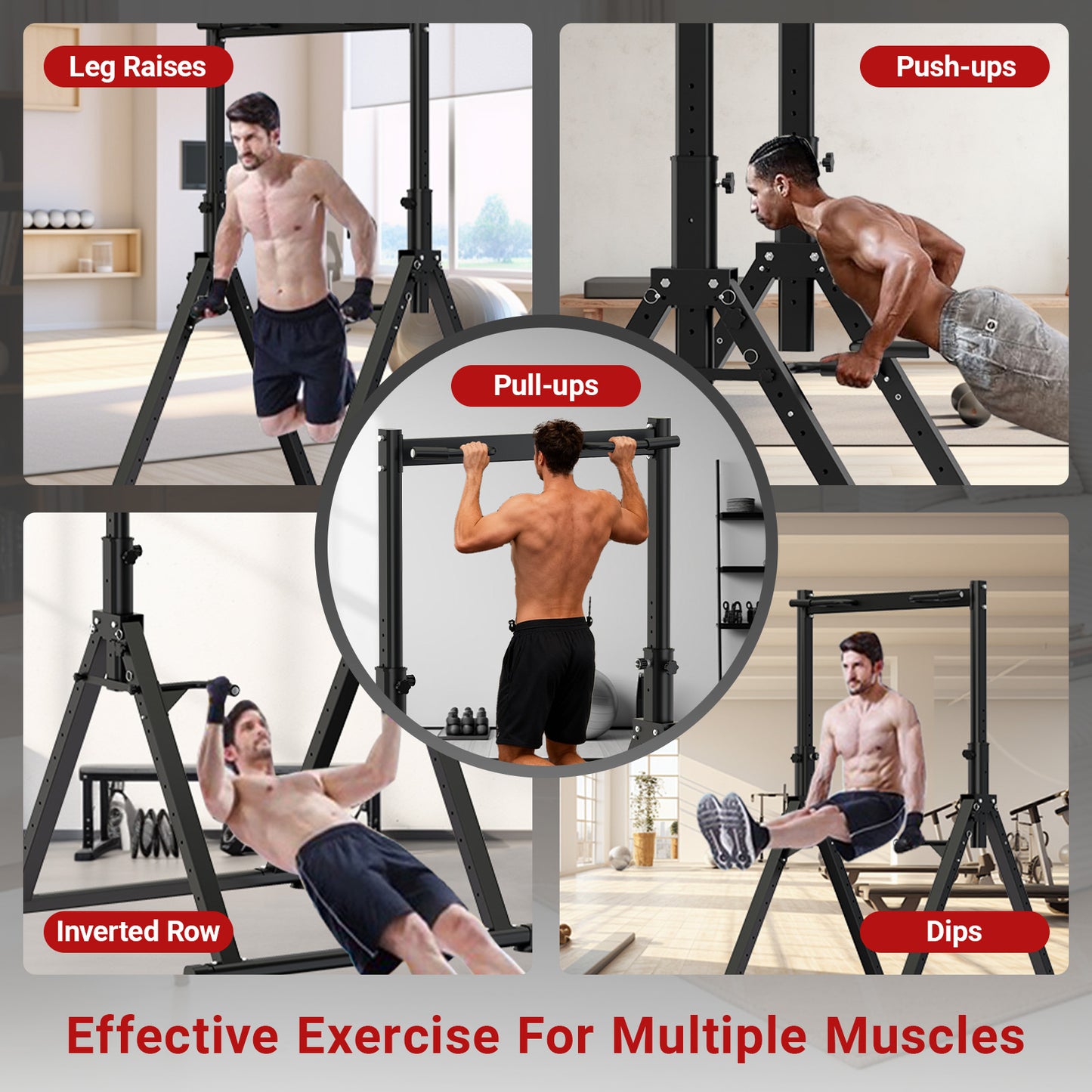 Foldable Power Tower Dip Station & Pull Up Bar – Adjustable Home Gym Workout Station